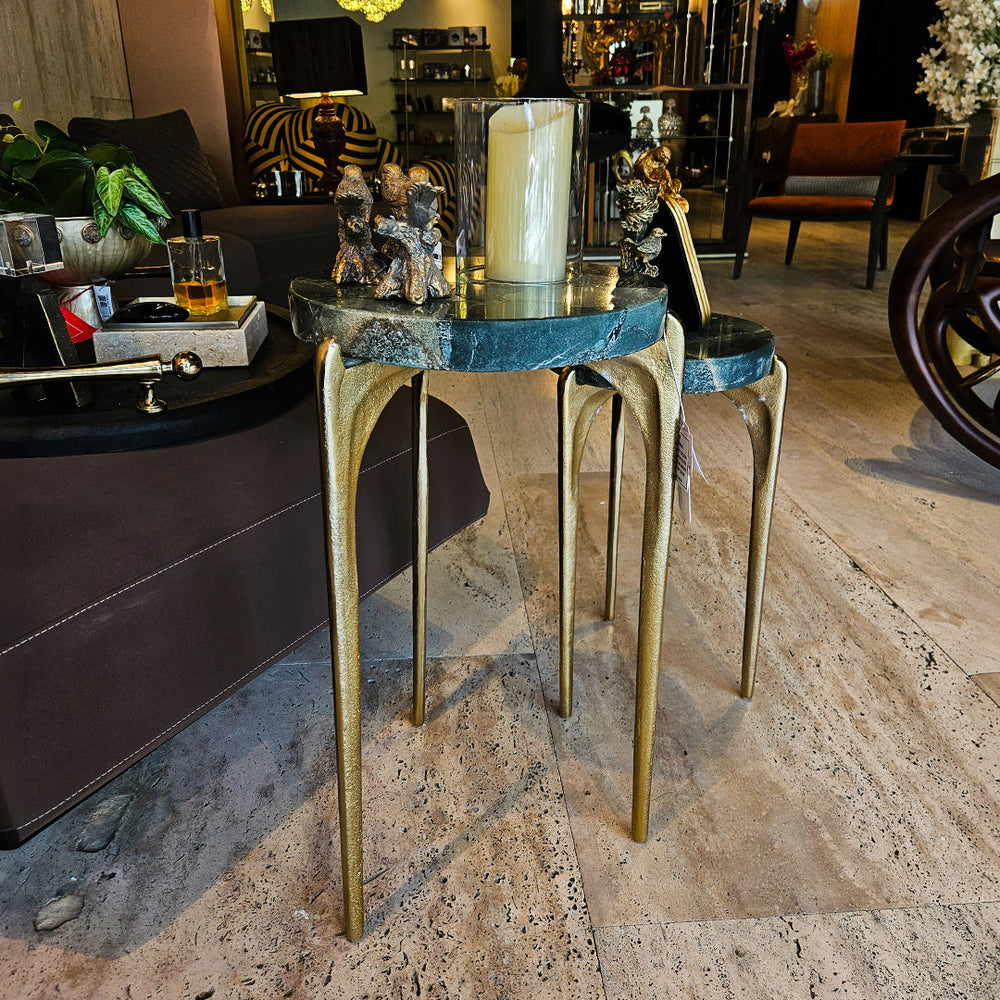 S/2 19/23" CANDO MALACHITE TOP ACCENT TABLE