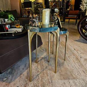 S/2 19/23" CANDO MALACHITE TOP ACCENT TABLE