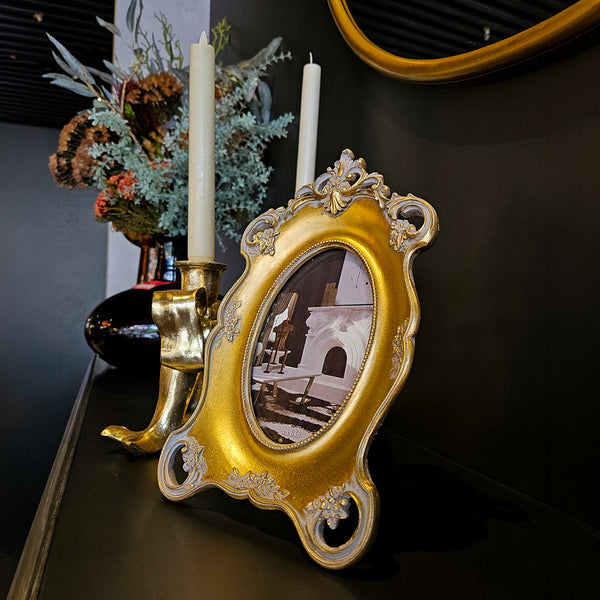 RESIN, 4x6 BAROQUE PHOTO FRAME, GOLD