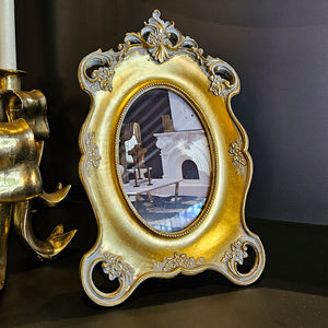 RESIN, 4x6 BAROQUE PHOTO FRAME, GOLD