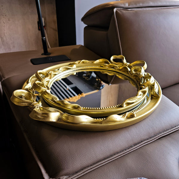 S/2 12/16" COQUETTE BOW TRAYS, GOLD