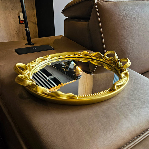 S/2 12/16" COQUETTE BOW TRAYS, GOLD