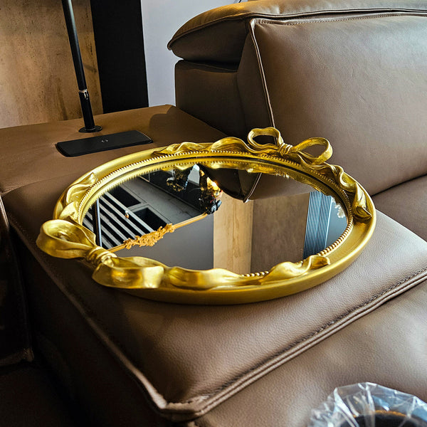 S/2 12/16" COQUETTE BOW TRAYS, GOLD