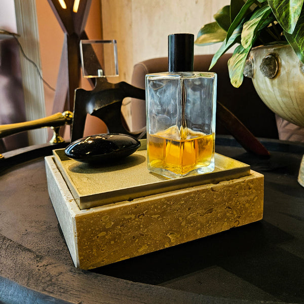 S/2 8/10" COLLASSA TRAVERTINE AND METAL BOXES, GOL