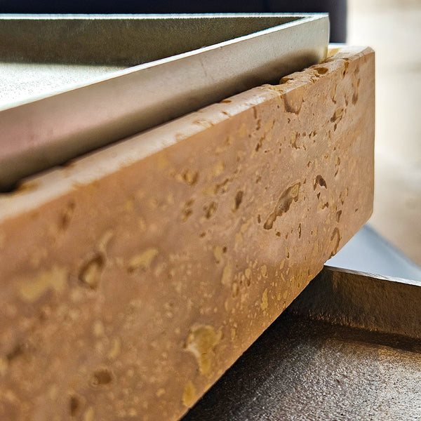 S/2 8/10" COLLASSA TRAVERTINE AND METAL BOXES, GOL