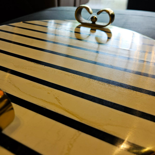 S/2 12/14" PLATTED BLK & WHITE TRAYS