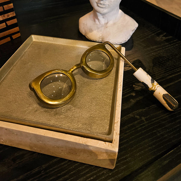 9" SHIMON MAGNIFYING GLASSES W/ENGINEERED STONE
