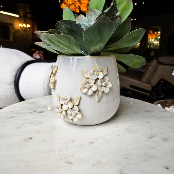 22" ESTERO TALL ART TABLE W/MARBLE TOP, WHITE, KD, GOLD