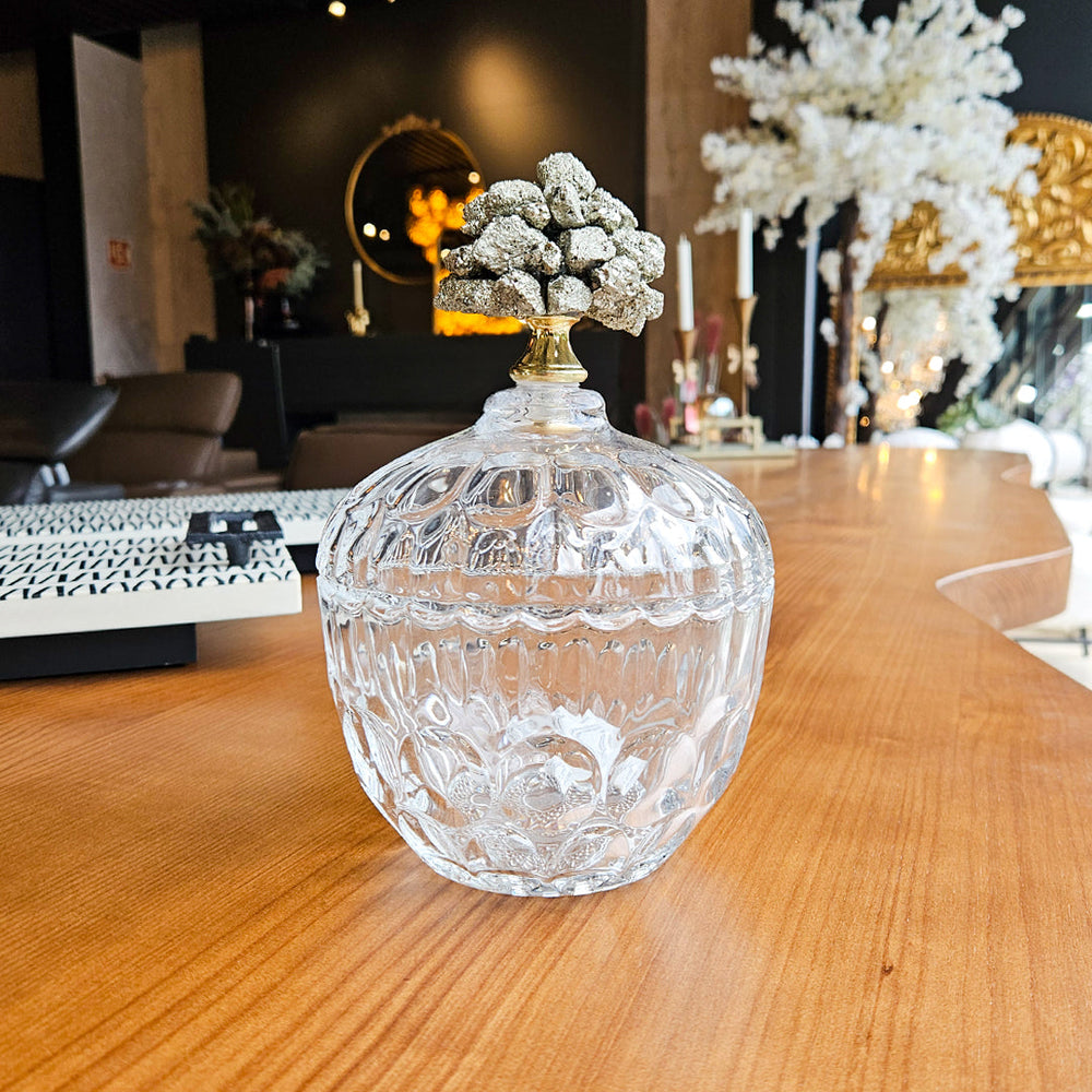 8" STELLA LARGE STONE AND GLASS JAR