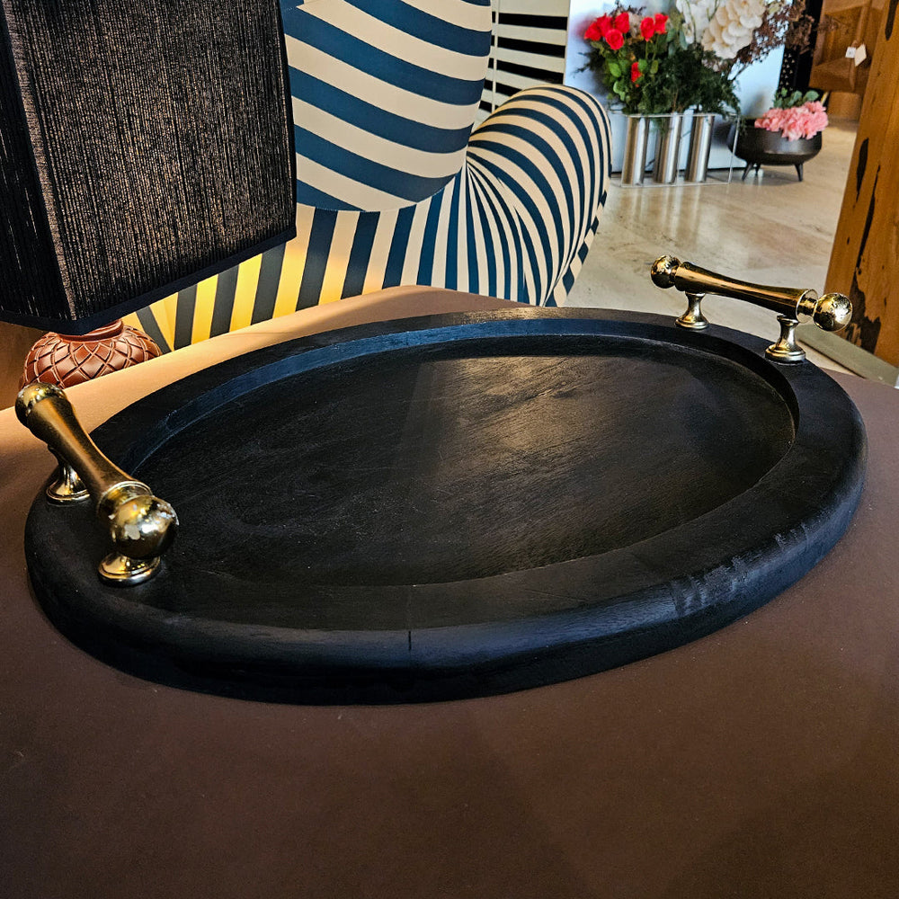 S/2 25/29" CYLDE WOOD TRAYS, BLACK