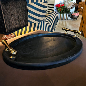 S/2 25/29" CYLDE WOOD TRAYS, BLACK 2