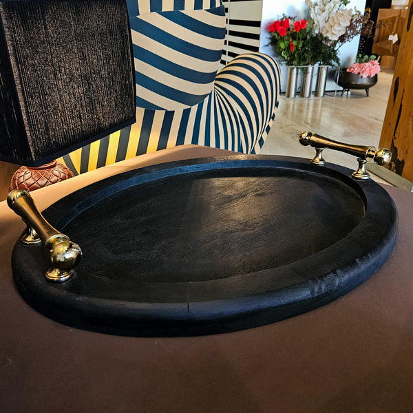 S/2 25/29" CYLDE WOOD TRAYS, BLACK 2