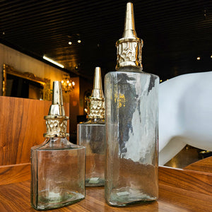 S/3 10/13/17" TALIS GOLD GLASS BOTTLES