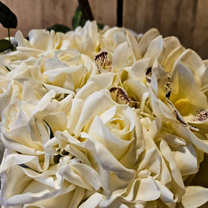 FLORERO PLATA CON ORQUÍDEAS BLANCAS