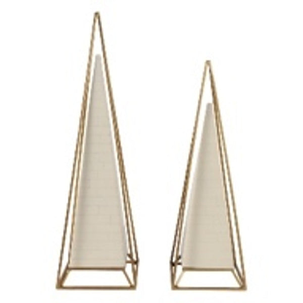 S/2 26/21" CARLISLE LARGE WHITE AND GOLD PYRAMIDS