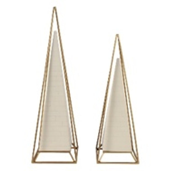 S/2 26/21" CARLISLE LARGE WHITE AND GOLD PYRAMIDS