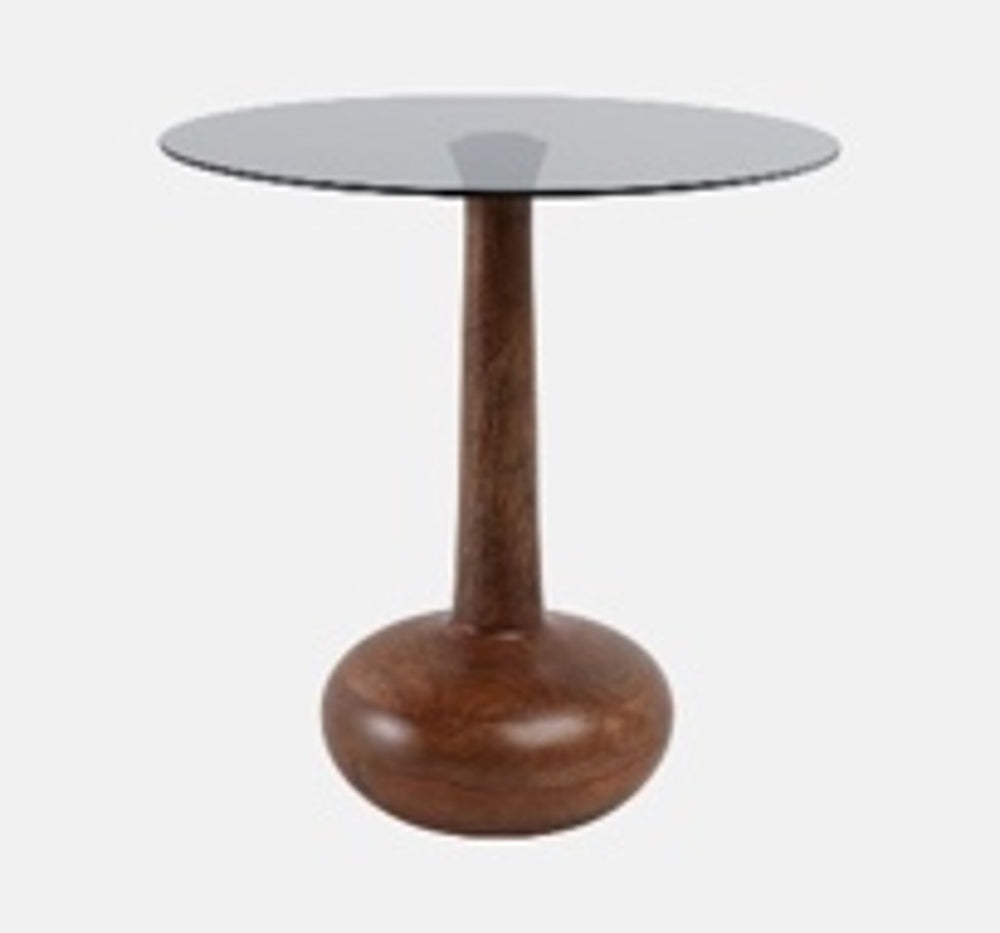 21X18" SMOKE GLASS TOP TEARDROP ACCENT TABLE, BROW