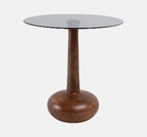 21X18" SMOKE GLASS TOP TEARDROP ACCENT TABLE, BROW
