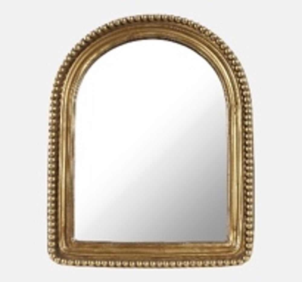 5X7" MIRROR IN BEADED ARCH FRAME, GOLD