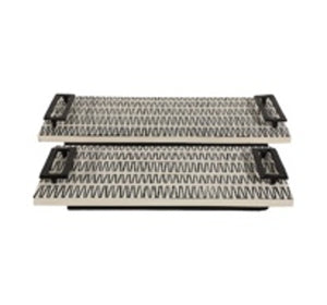 S/2 18/22" GOBIEL BLACK & WHITE RESIN TRAYS