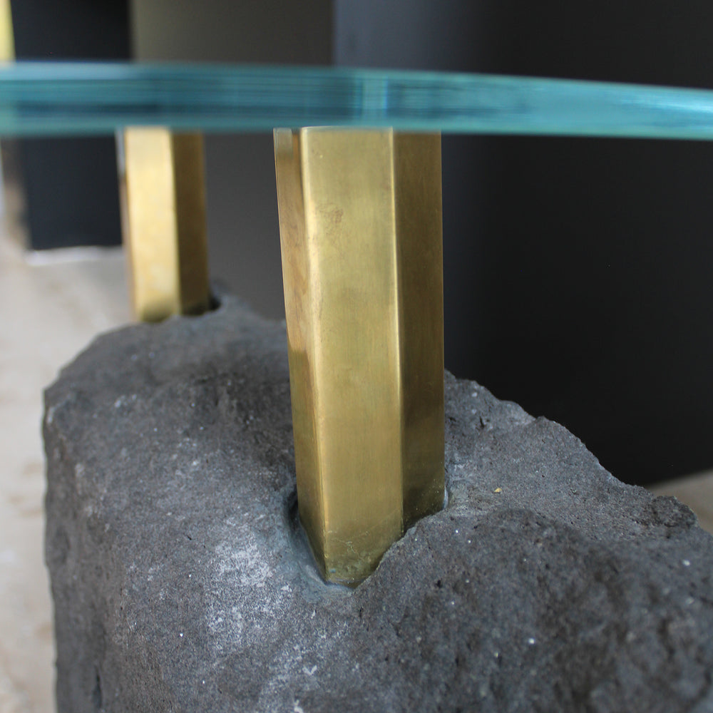 MESA LATERALES PIEDRA CON CRISTAL